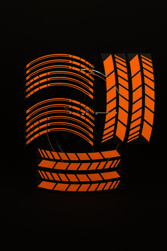 Kit Coppia Cerchio Moto ORANGE GLOWSTRIPS 17" – Strisce Riflettenti