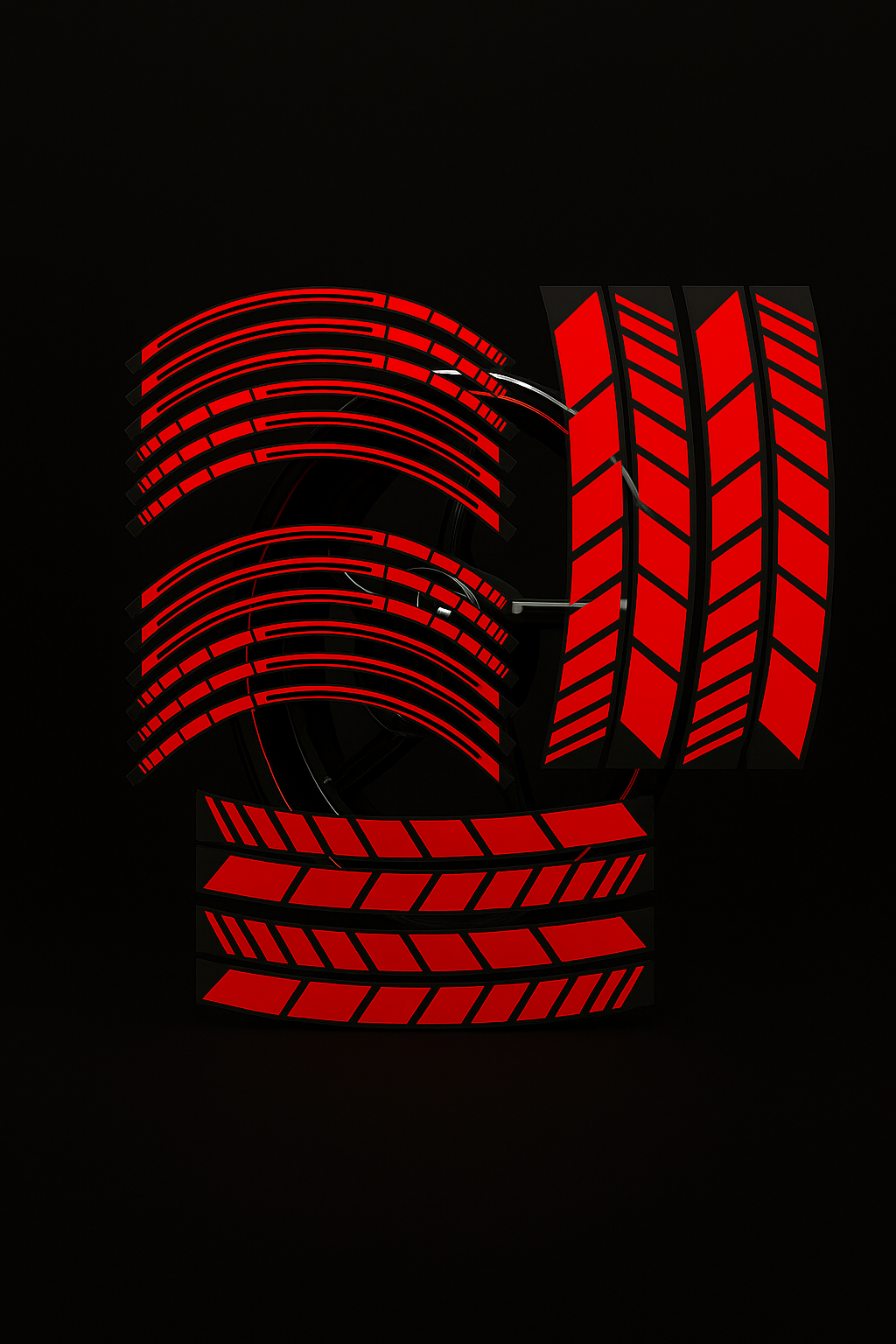 Kit Coppia Cerchio Moto RED GLOWSTRIPS 17" – Strisce Riflettenti