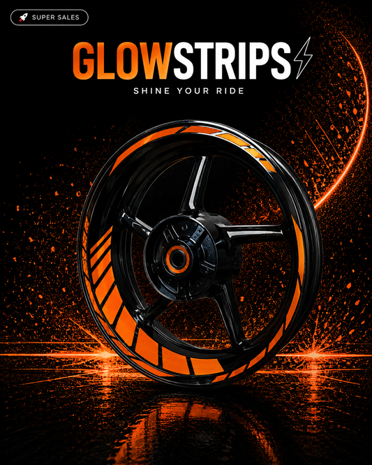 Kit Coppia Cerchio Moto ORANGE GLOWSTRIPS 17" – Strisce Riflettenti