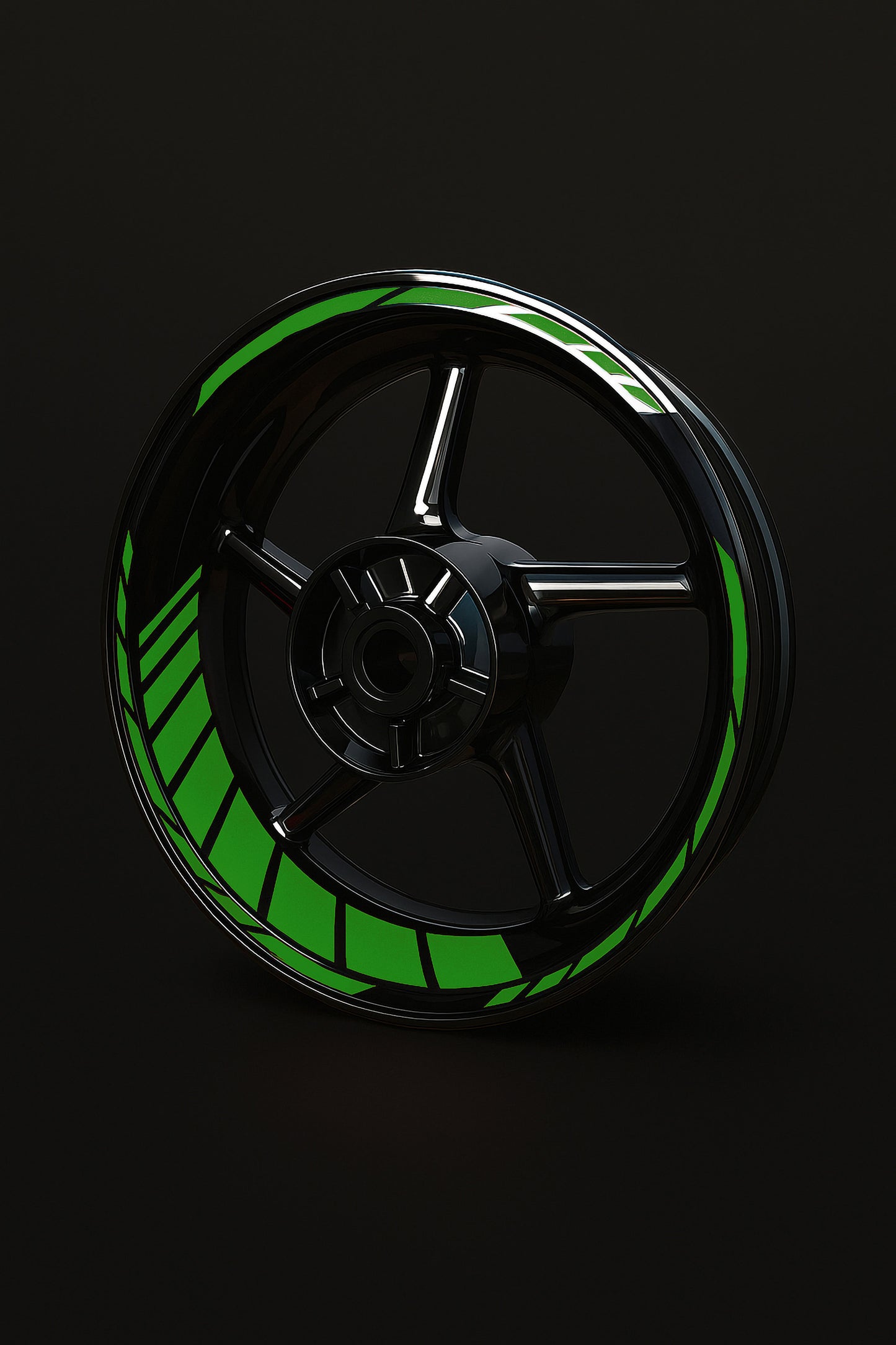 Kit Coppia Cerchio Moto GREEN GLOWSTRIPS 17" – Strisce Riflettenti