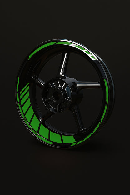 Kit Coppia Cerchio Moto GREEN GLOWSTRIPS 17" – Strisce Riflettenti