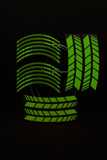 Kit Coppia Cerchio Moto GREEN GLOWSTRIPS 17" – Strisce Riflettenti