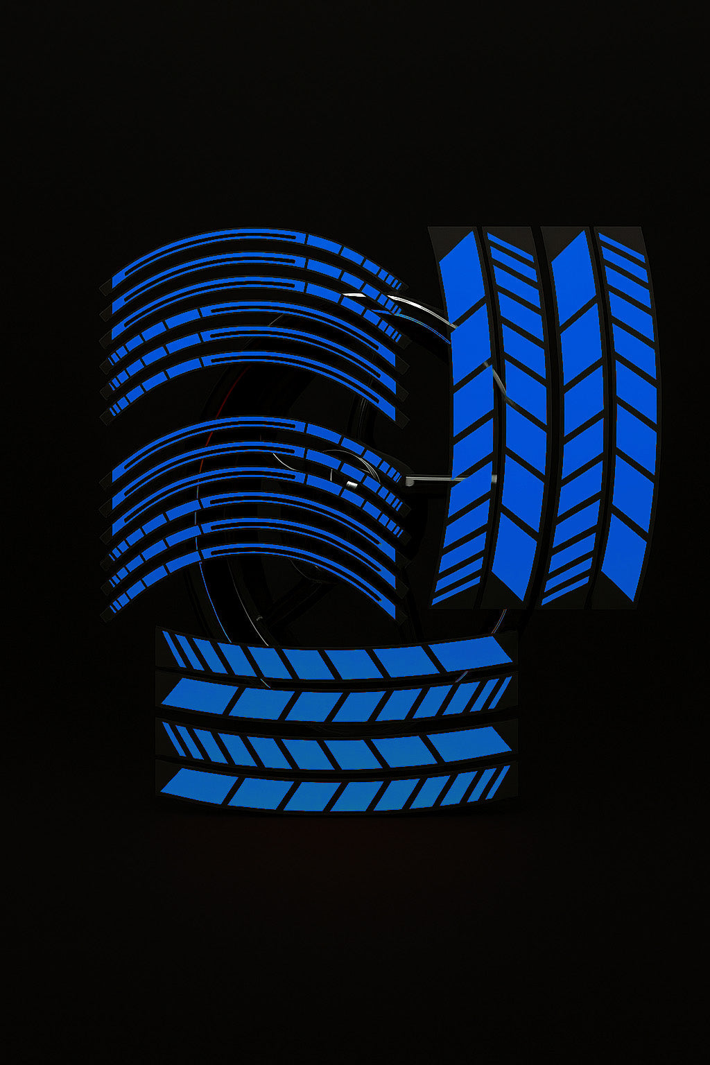 Kit Coppia Cerchio Moto BLU GLOWSTRIPS 17" – Strisce Riflettenti