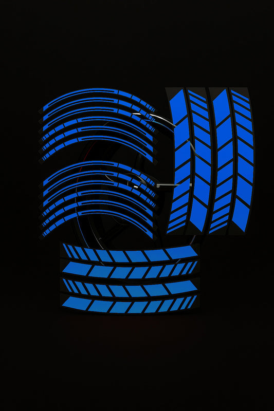 Kit Coppia Cerchio Moto BLU GLOWSTRIPS 17" – Strisce Riflettenti