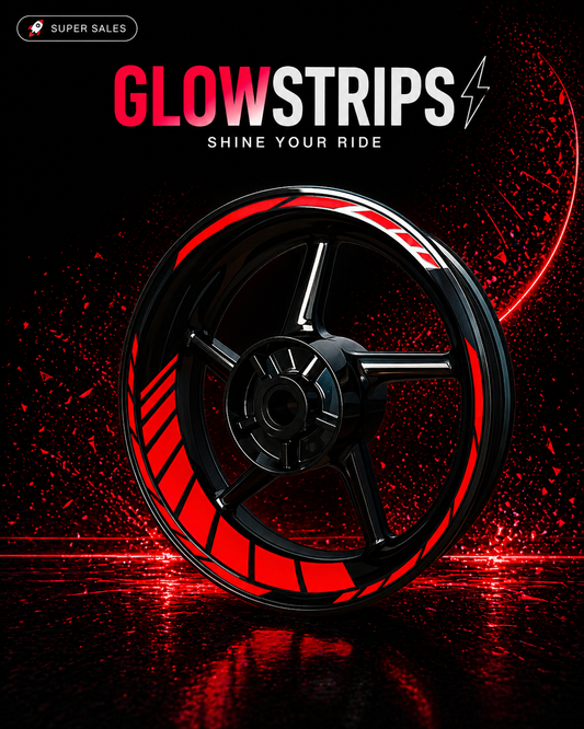 Kit Coppia Cerchio Moto RED GLOWSTRIPS 17" – Strisce Riflettenti